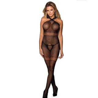 SUBBLIME - 951948 FISHNET BODYSTOCKING WITH CROSSED NECK STRAPS BLACK VIENAS DYDIS
